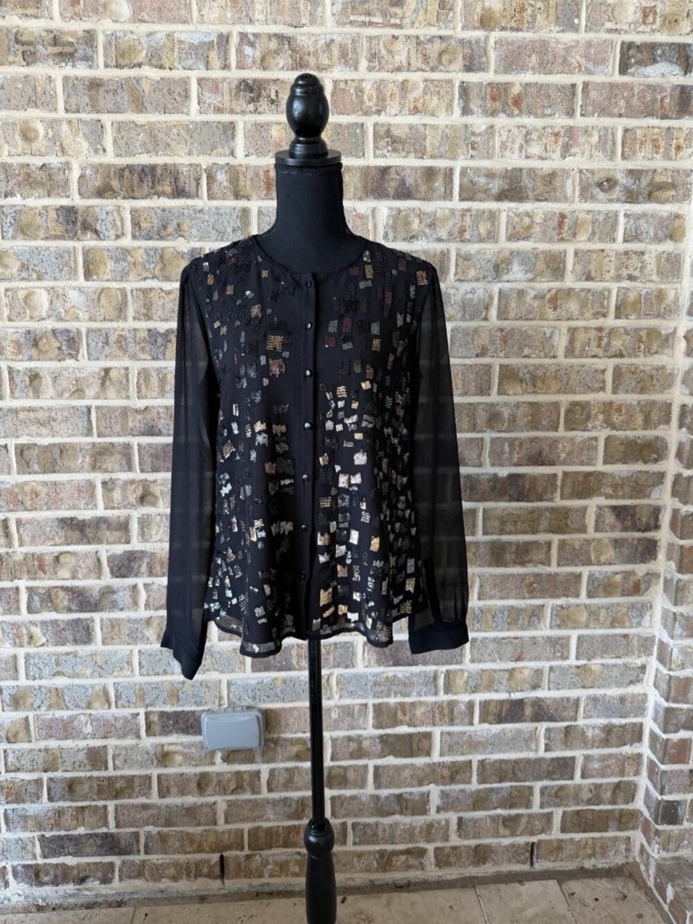 Women's Coldwater Creek Sequin Black Cardigan Sweater Size Small (6-8)